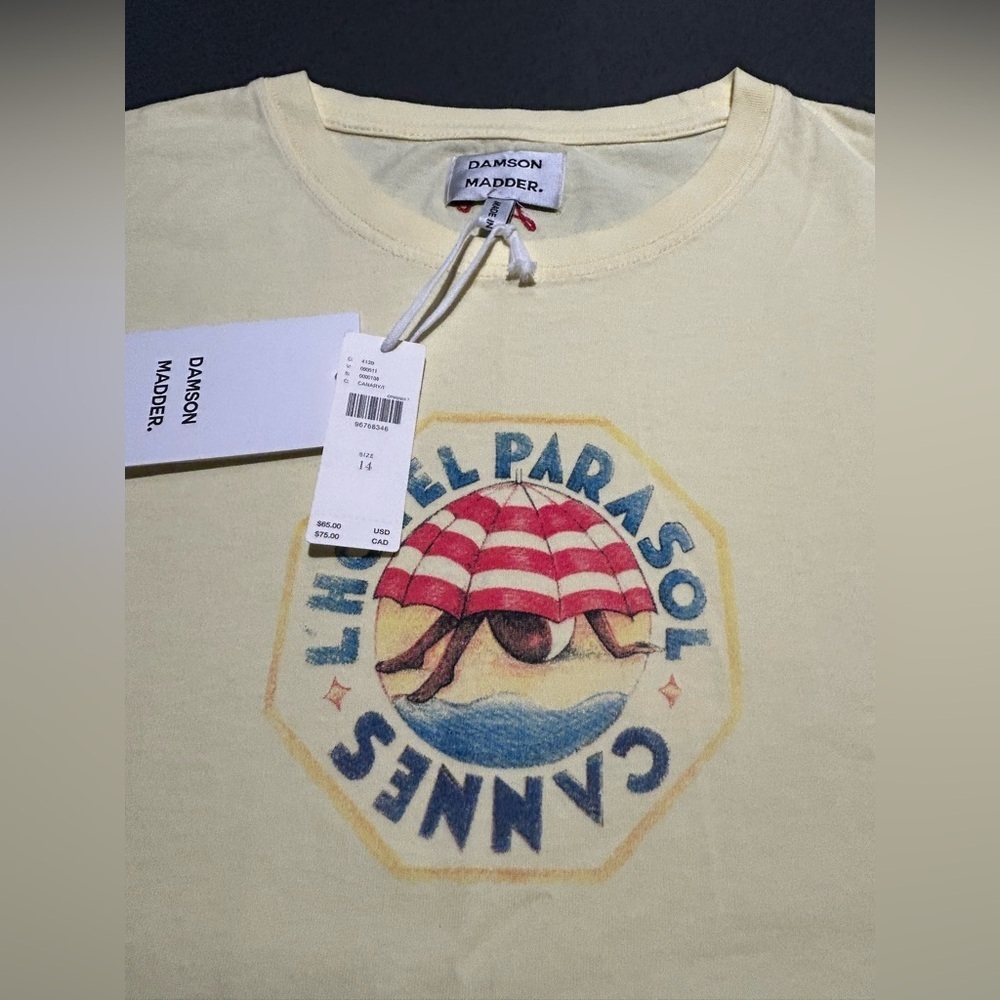 Damson Madder Yellow Parasol Tee, Anthropologie, Size 14, NWT - Picture 5 of 6